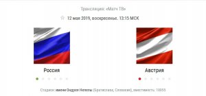 Чемпионат мира по хоккею 2019: Россия - Австрия